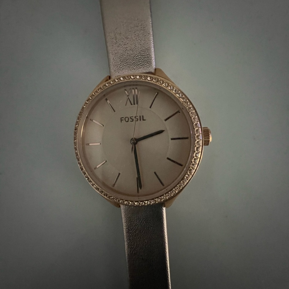Fossil watch with stones around face